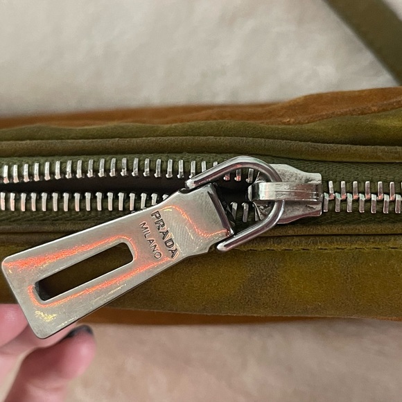 Vintage Prada Green and Orange Leather Cross Body Bag - Picture 2 of 12